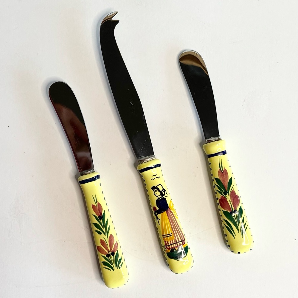 Henroit Quimper Cheese Knife Spreader Set for Charcuterie Board